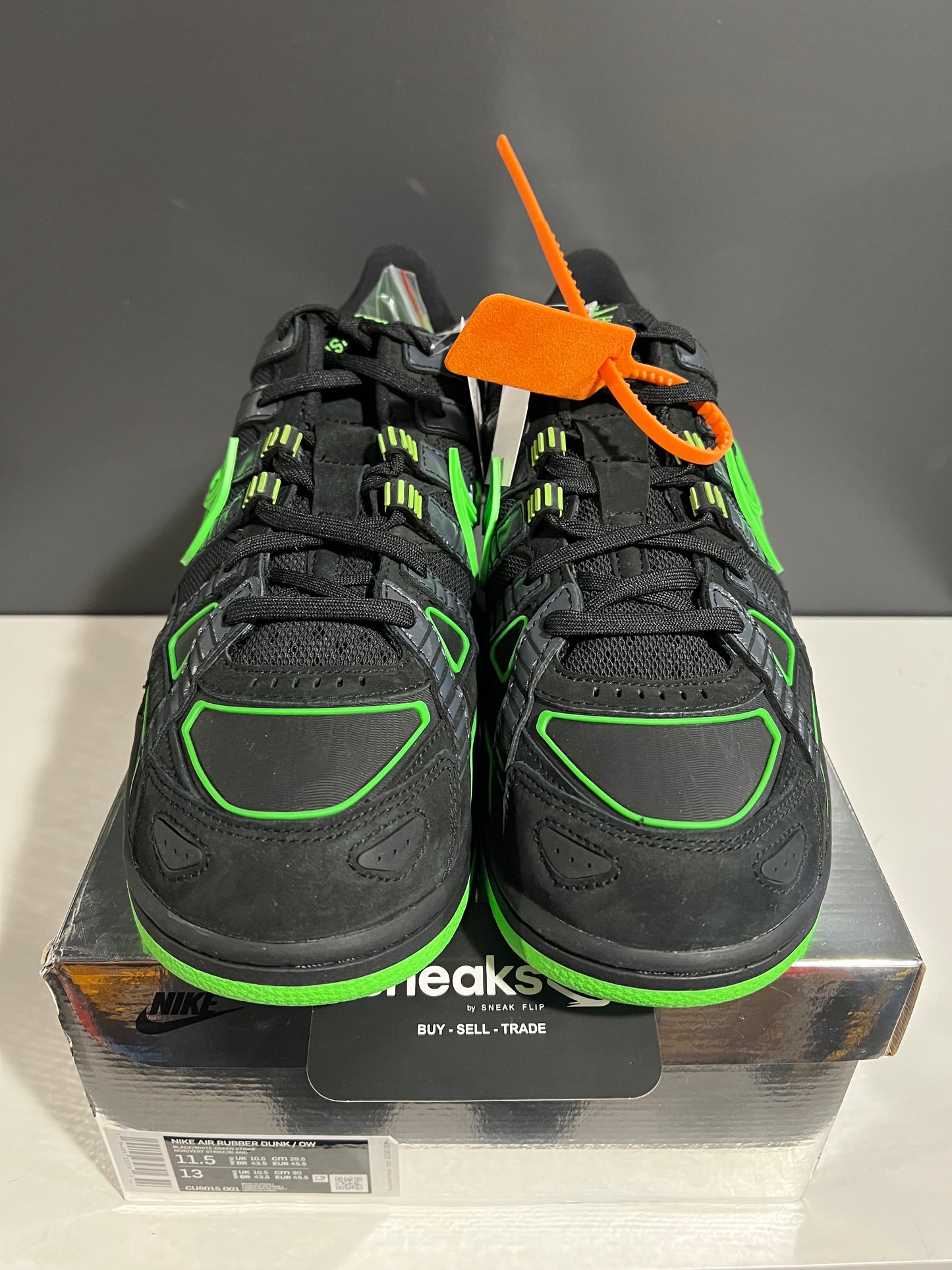 NEW Off-White x Air Rubber Dunk Green Strike CU6015-001 SIZE 11.5M OG ALL AG25-131