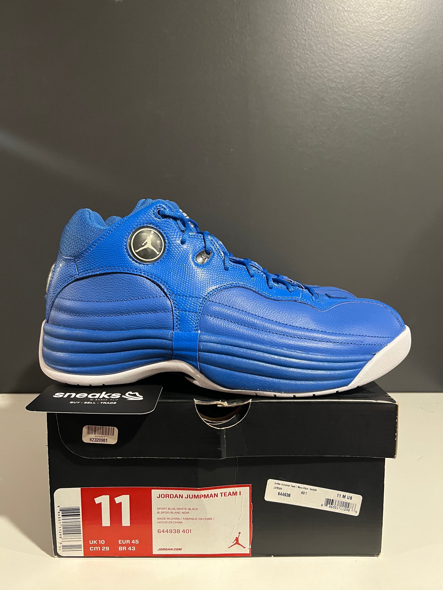TRIED ON Jordan Jumpman Team 1 Sport Blue 644938-401 SIZE 11M OG ALL AG25-59