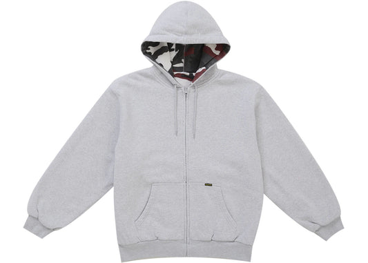 NEW Supreme Reversible Work Zip Up Hooded Sweatshirt Heather Grey