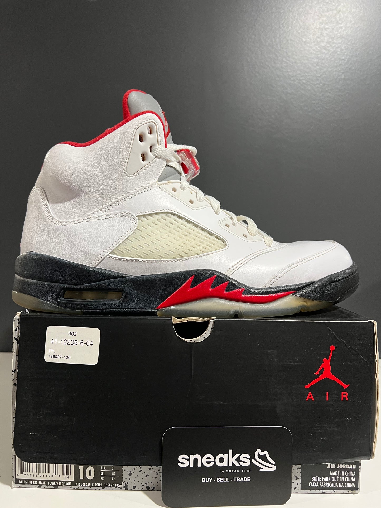 USED Air Jordan 5 Retro Fire Red 2013 136027-120 SIZE 10M OG ALL JN25-105