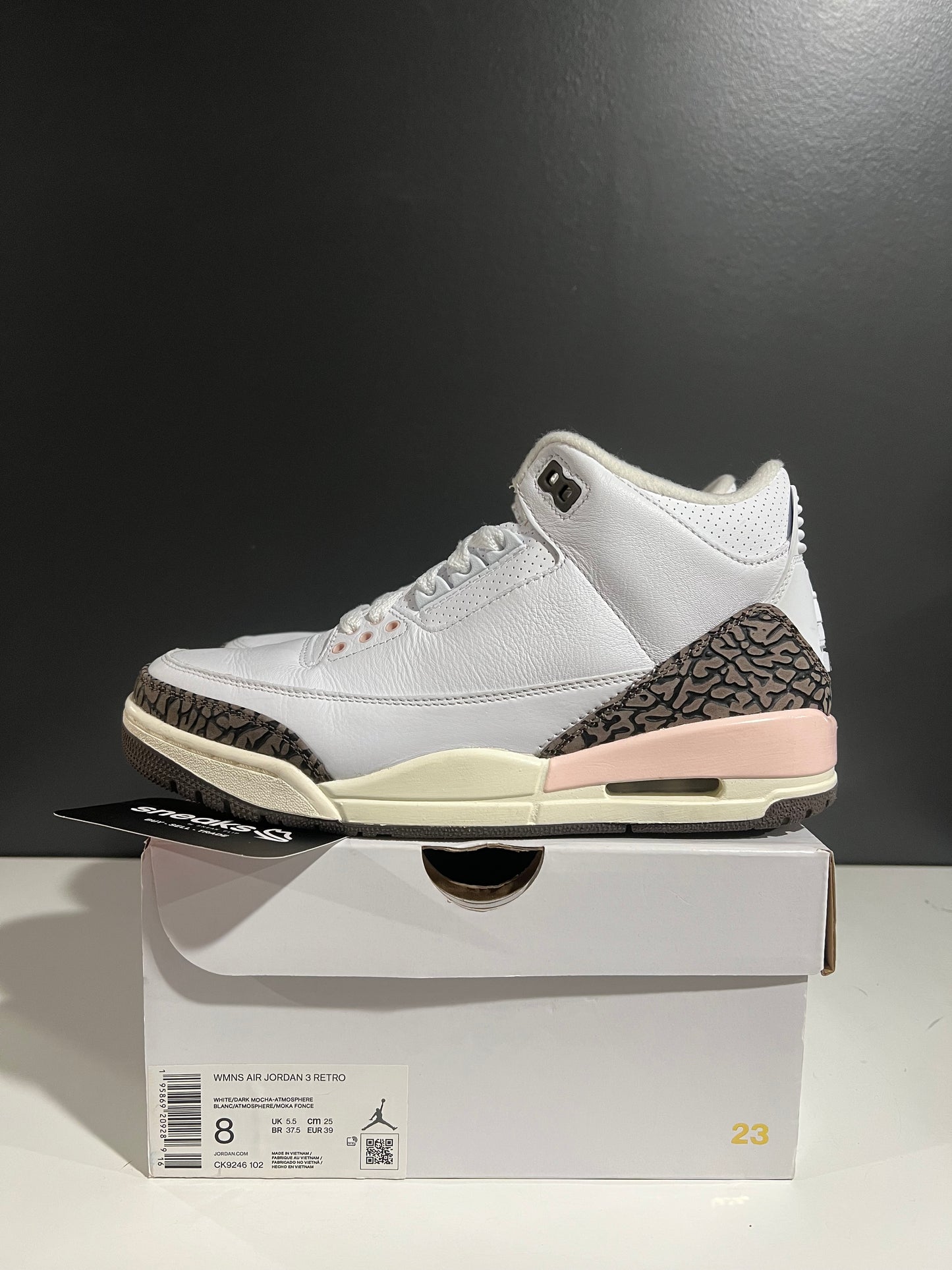 USED Wmns Air Jordan 3 Retro Neapolitan CK9246-102 SIZE 6.5Y OG ALL
