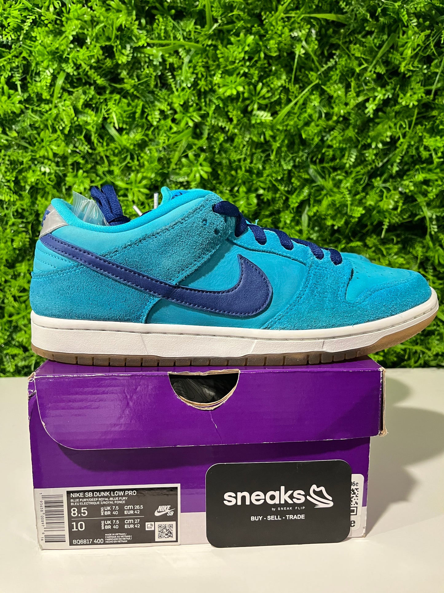 USED Dunk Low SB Blue Fury BQ6817-400 SIZE 8.5M OG ALL