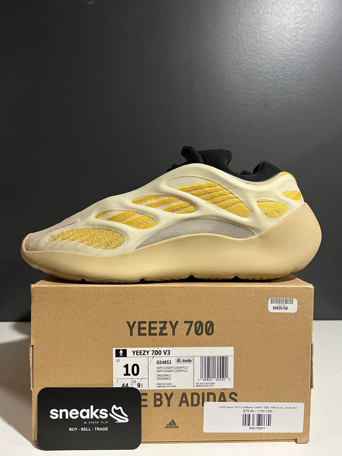 USED Yeezy 700 V3 Safflower G54853 SIZE 10M OG ALL AG25-263