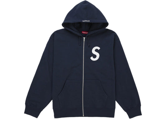 Supreme S Logo Zip Up Hooded Sweatshirt (FW25) Navy