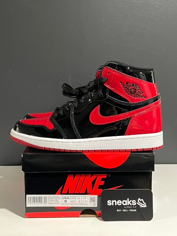 USED SIZE 9M Jordan 1 Retro High OG Patent Bred - Used