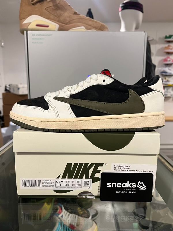USED SIZE 11W/9.5M Jordan 1 Retro Low OG SP Travis Scott Olive (Women's) - Used