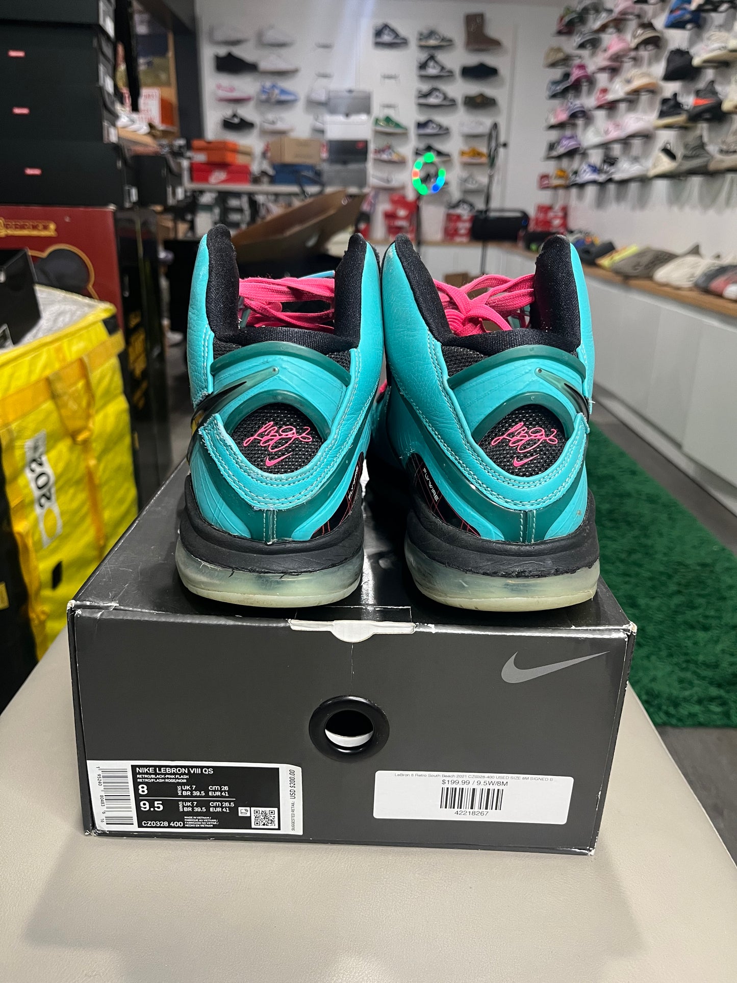 LeBron 8 Retro South Beach 2021 CZ0328-400 USED SIZE 8M SIGNED BY PAYTON PRITCHARD