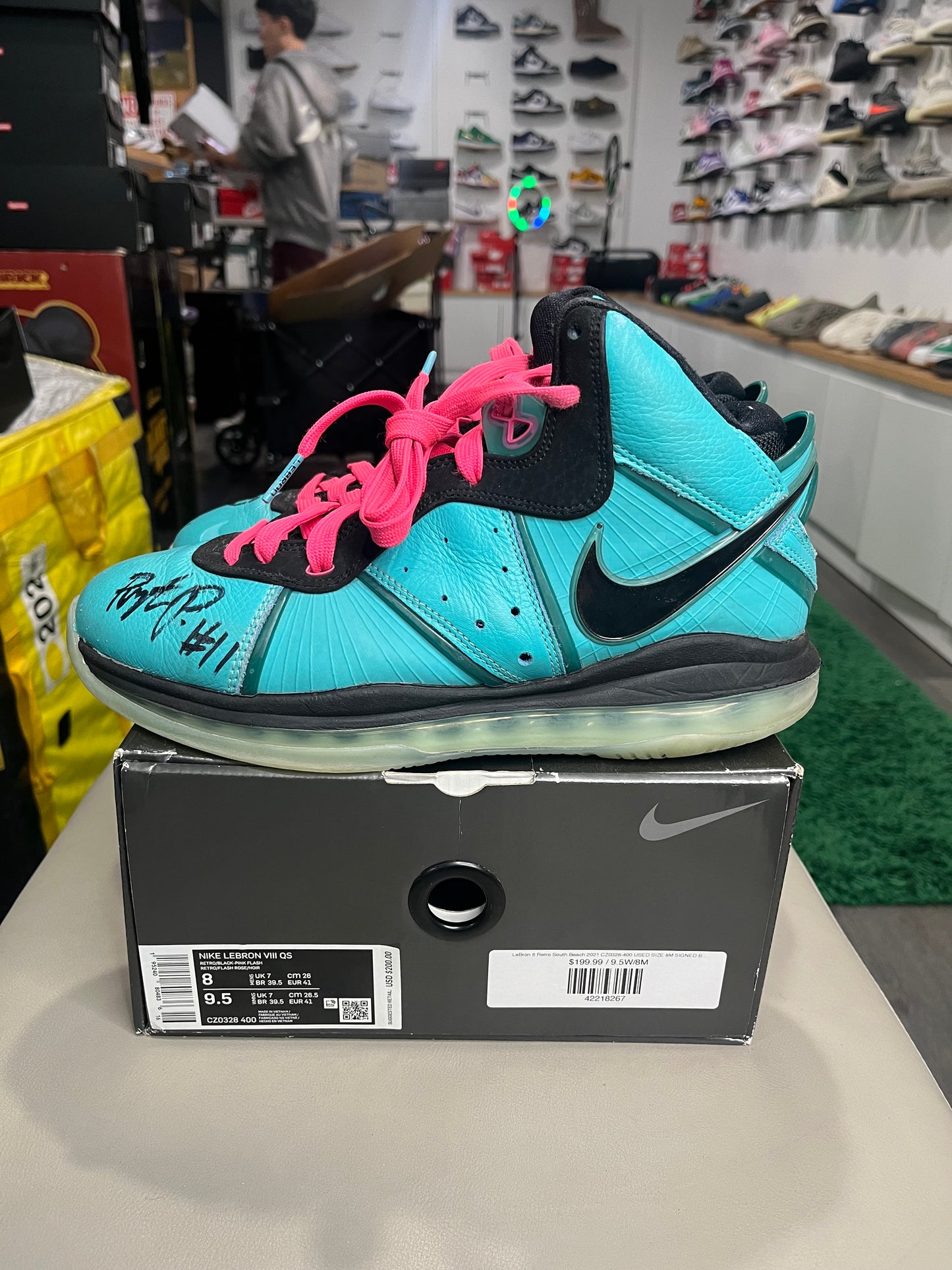 LeBron 8 Retro South Beach 2021 CZ0328-400 USED SIZE 8M SIGNED BY PAYTON PRITCHARD