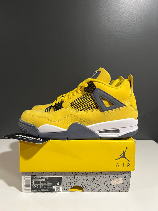 USED Air Jordan 4 Retro Lightning 2021 CT8527-700 SIZE 9M OG ALL JN25-303