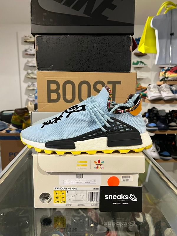 USED SIZE 9.5M adidas NMD Hu Pharrell Inspiration Pack Clear Sky - Used Damaged Box