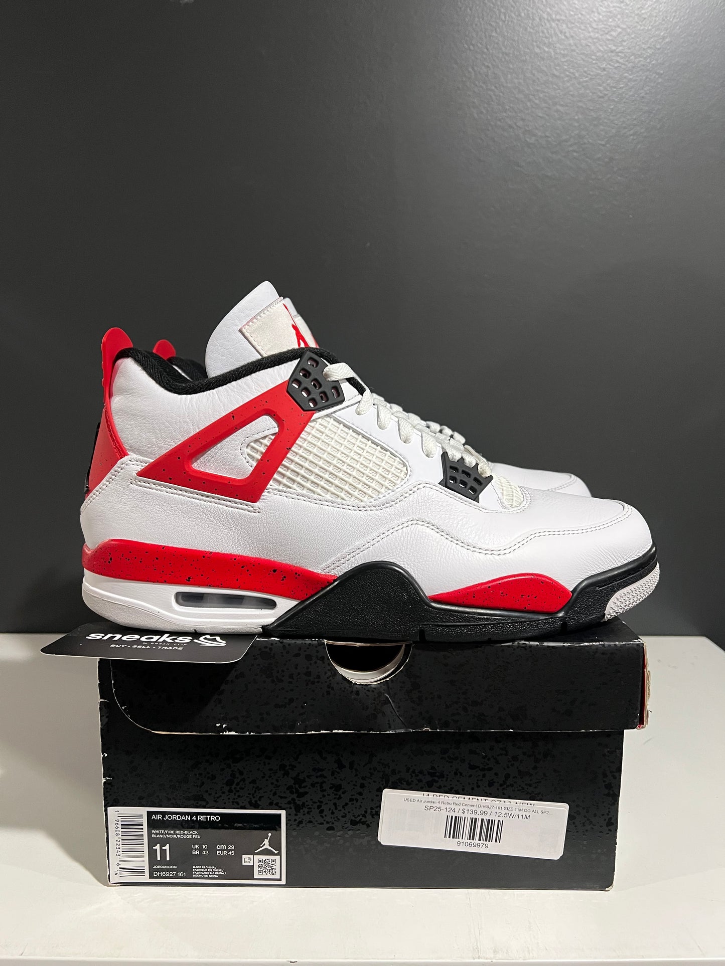 USED Air Jordan 4 Retro Red Cement DH6927-161 SIZE 11M OG ALL SP25-124