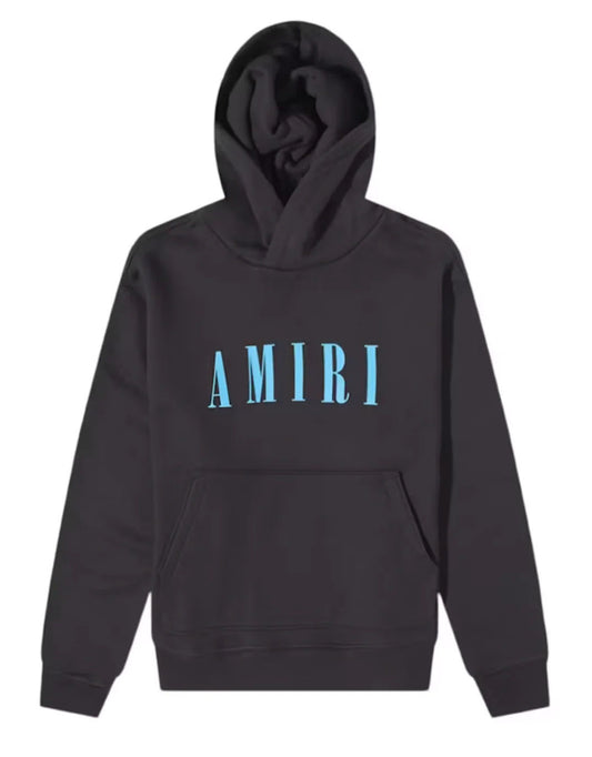 AMIRI Core Logo Hoodie Black/Carolina Blue