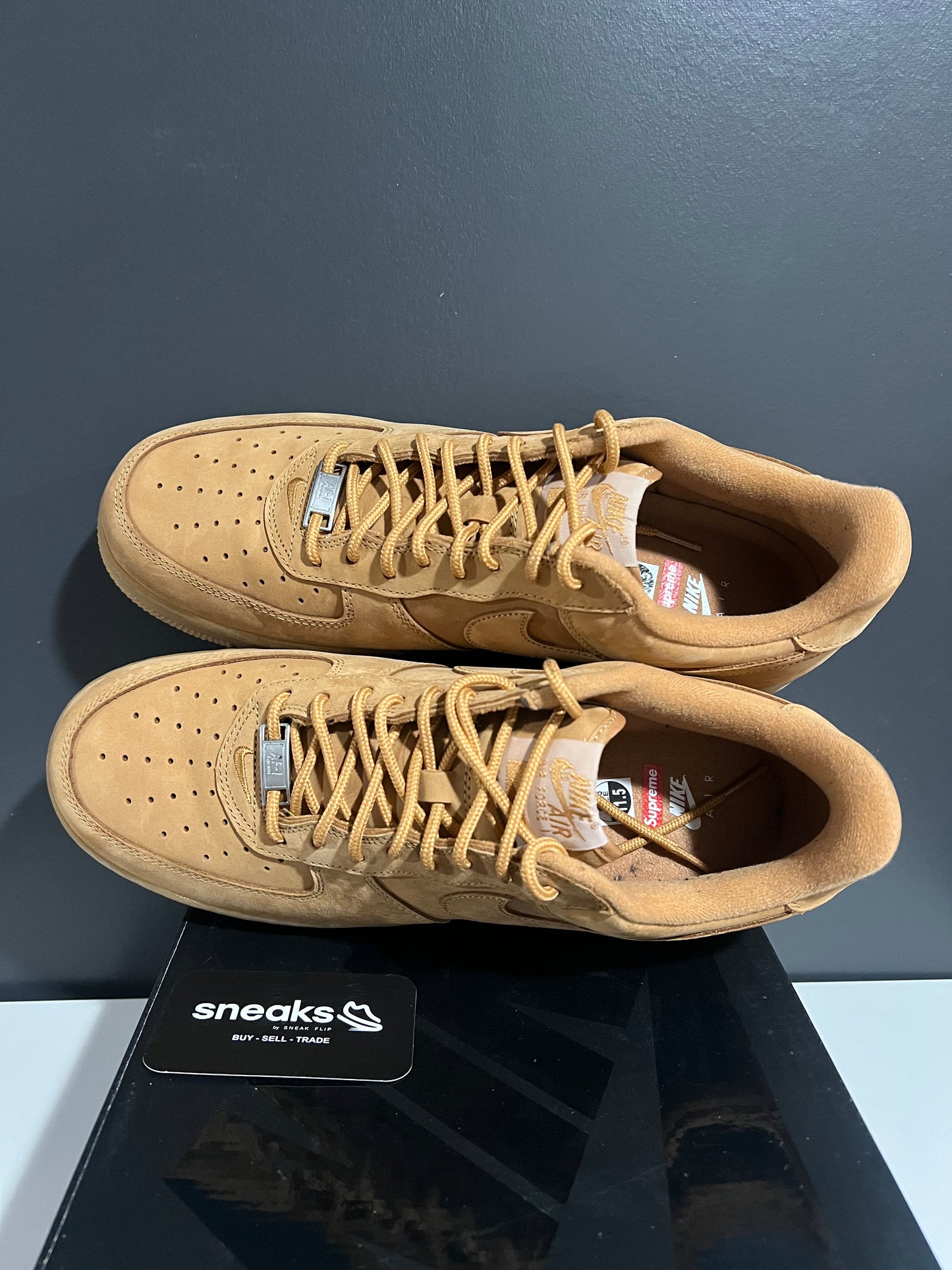 USED Supreme x Air Force 1 Low SP Box Logo Wheat DN1555-200 SIZE 11.5M OG ALL SP25-099