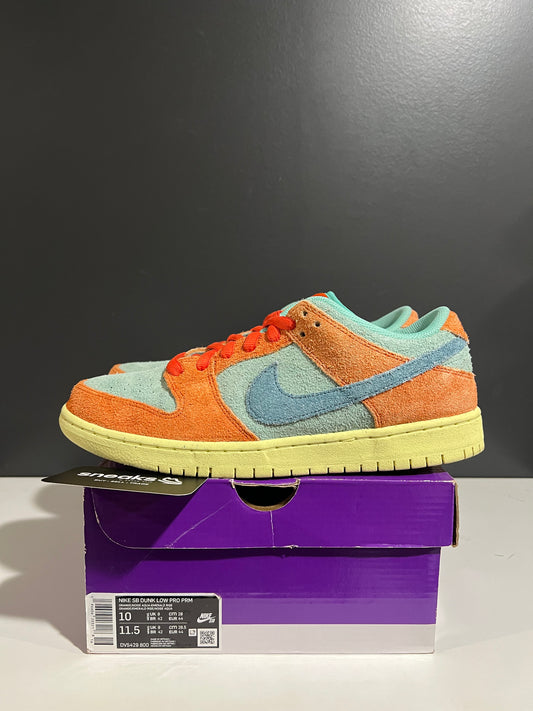 USED Nike SB Dunk Low Orange Emerald Rise DV5429-800 SIZE 10M OG ALL JY25-237