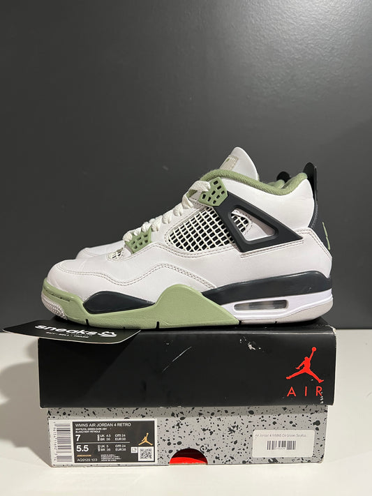 USED Wmns Air Jordan 4 Retro Seafoam AQ9129-103 SIZE 5.5M OG ALL AG25-328