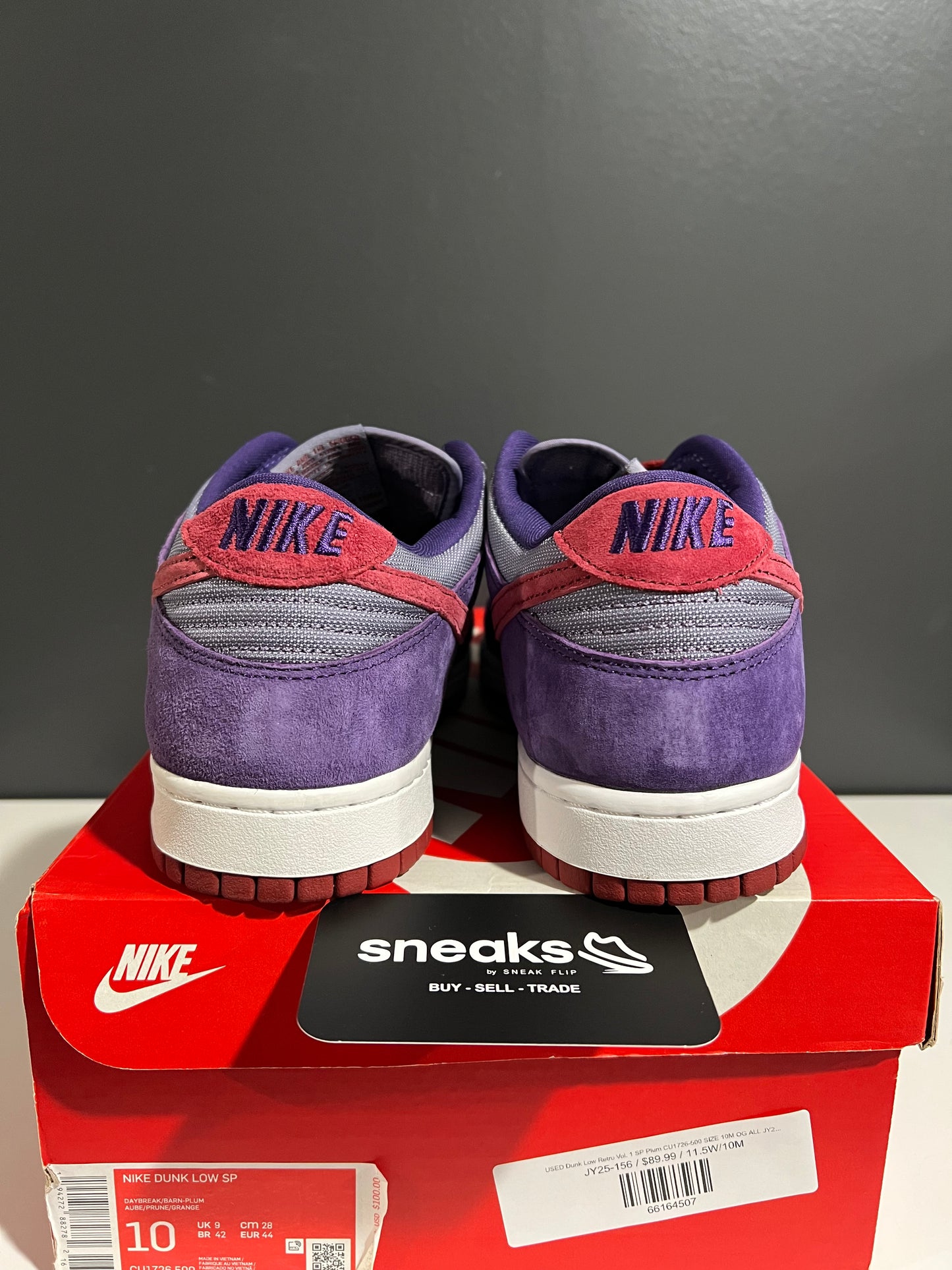 USED Dunk Low Retro Vol. 1 SP Plum CU1726-500 SIZE 10M OG ALL JY25-156