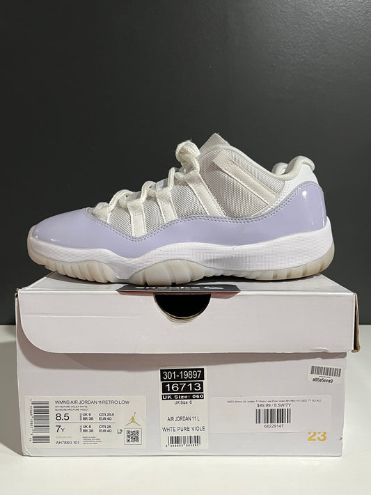 USED Wmns Air Jordan 11 Retro Low Pure Violet AH7860-101 SIZE 7Y OG ALL