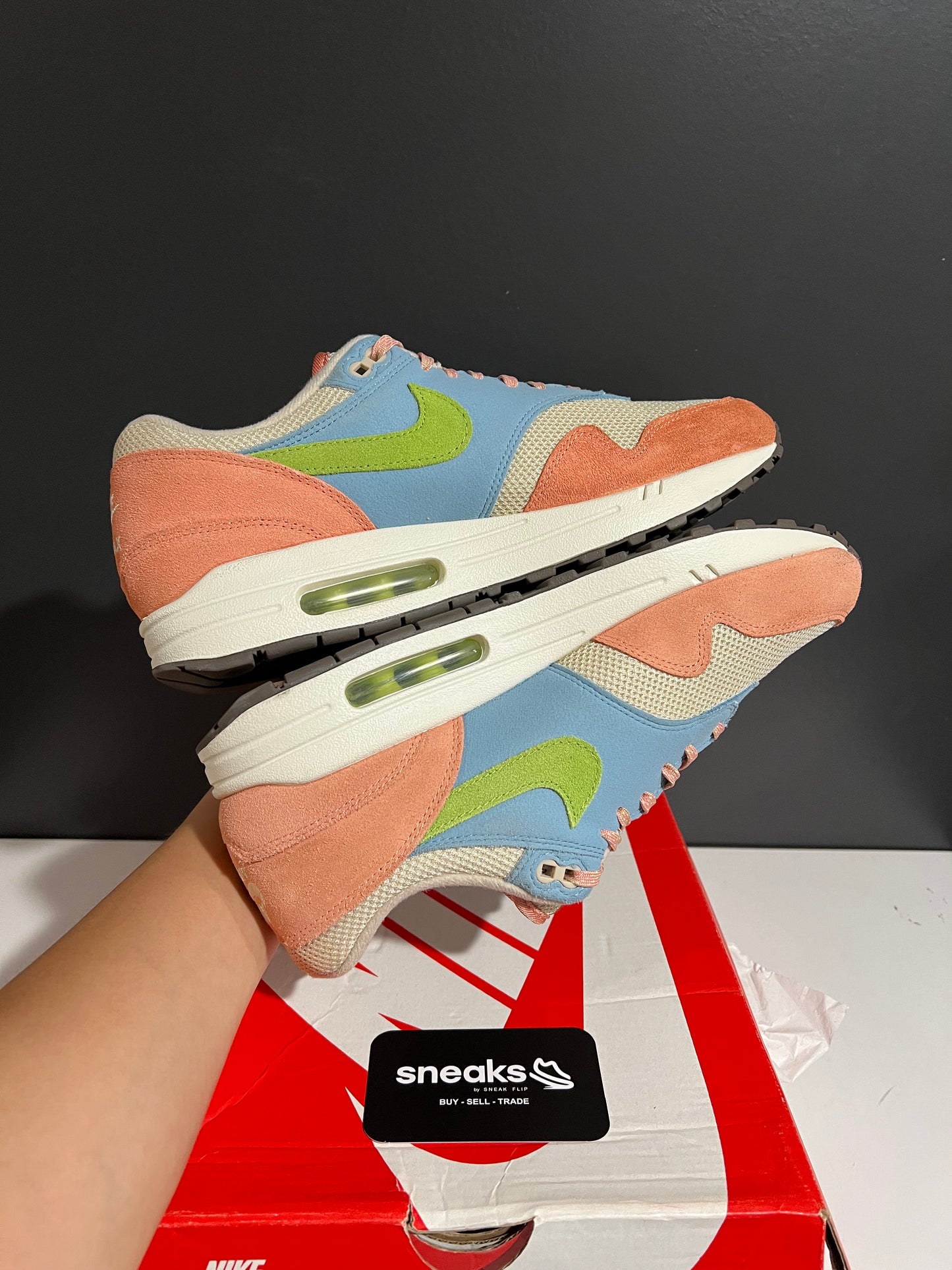 USED Nike Air Max 1 Light Madder Root Worn Blue DV3196-800 SIZE 10M OG ALL JY25-244