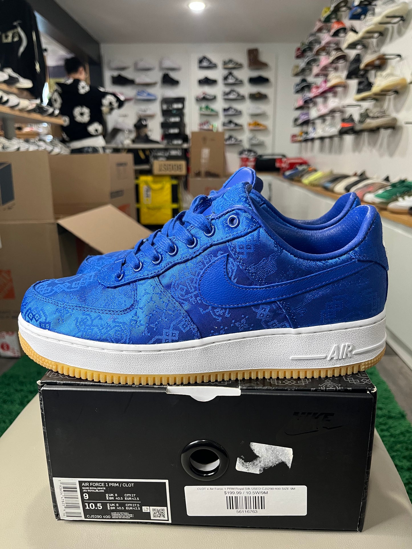 CLOT x Air Force 1 PRM Royal Silk USED CJ5290-400 SIZE 9M