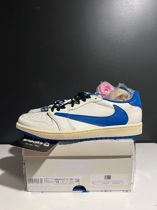 NEW SIZE 12M Jordan 1 Retro Low OG SP Fragment x Travis Scott Sail Military Blue