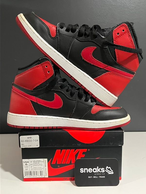 USED SIZE 6Y Jordan 1 Retro Bred Banned (2016) (GS) - Used