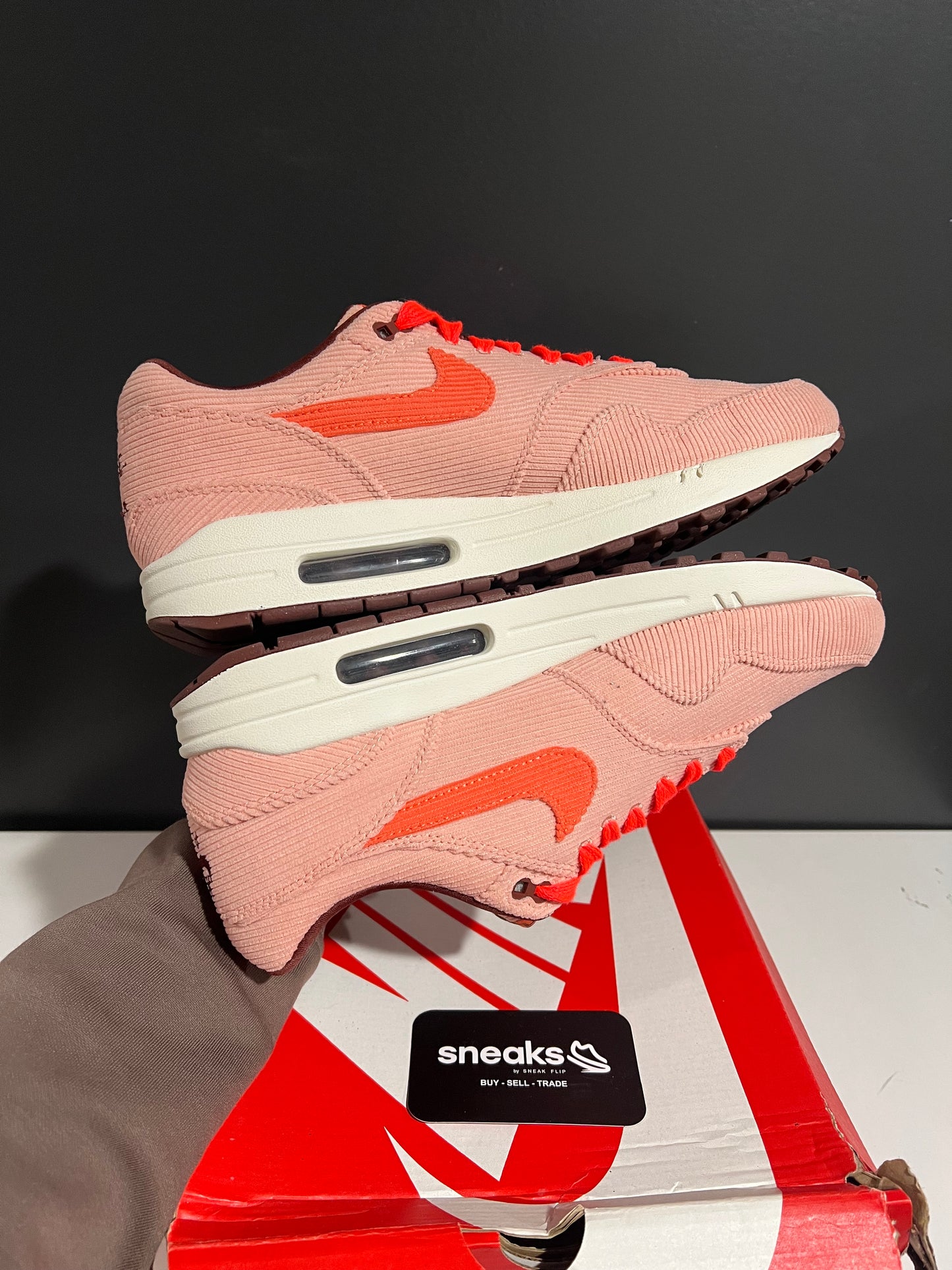 USED Air Max 1 Premium Coral Stardust Corduroy FB8915-600 SIZE 10M OG ALL