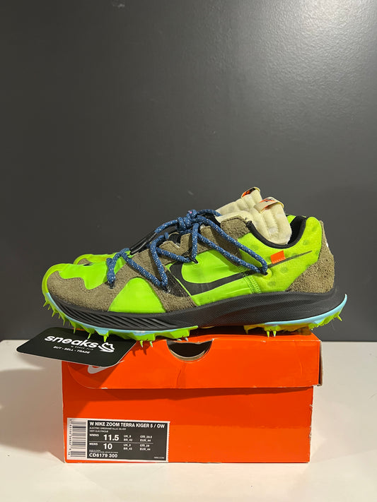USED Off-White x Wmns Air Zoom Terra Kiger 5 Athlete in Progress Electric Green CD8179-300 SIZE 10M OG ALL JY25-234