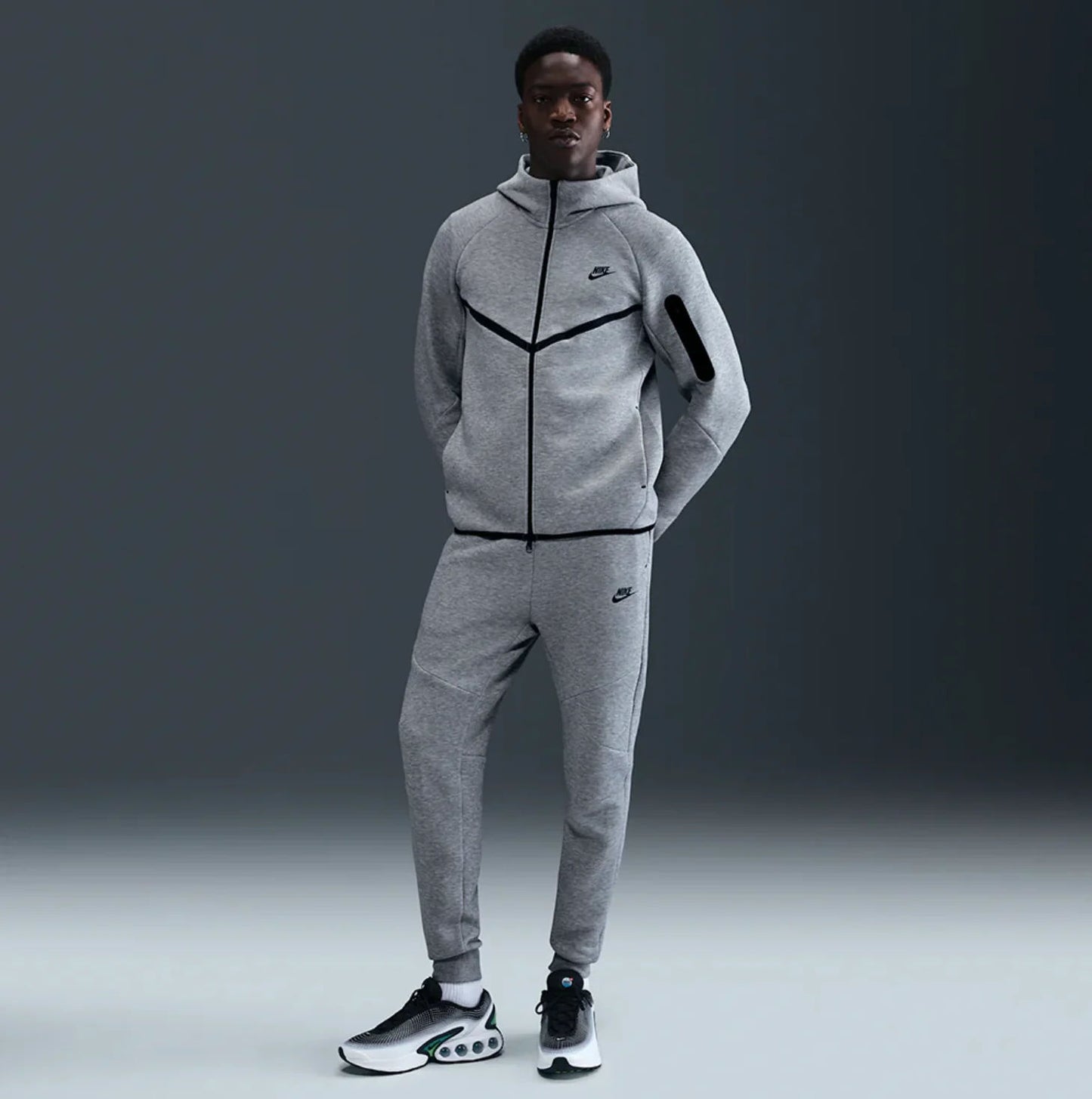 Nike Sportswear Tech Fleece Windrunner Full Zip Hoodie (FW24) Dark Grey Heather/Black