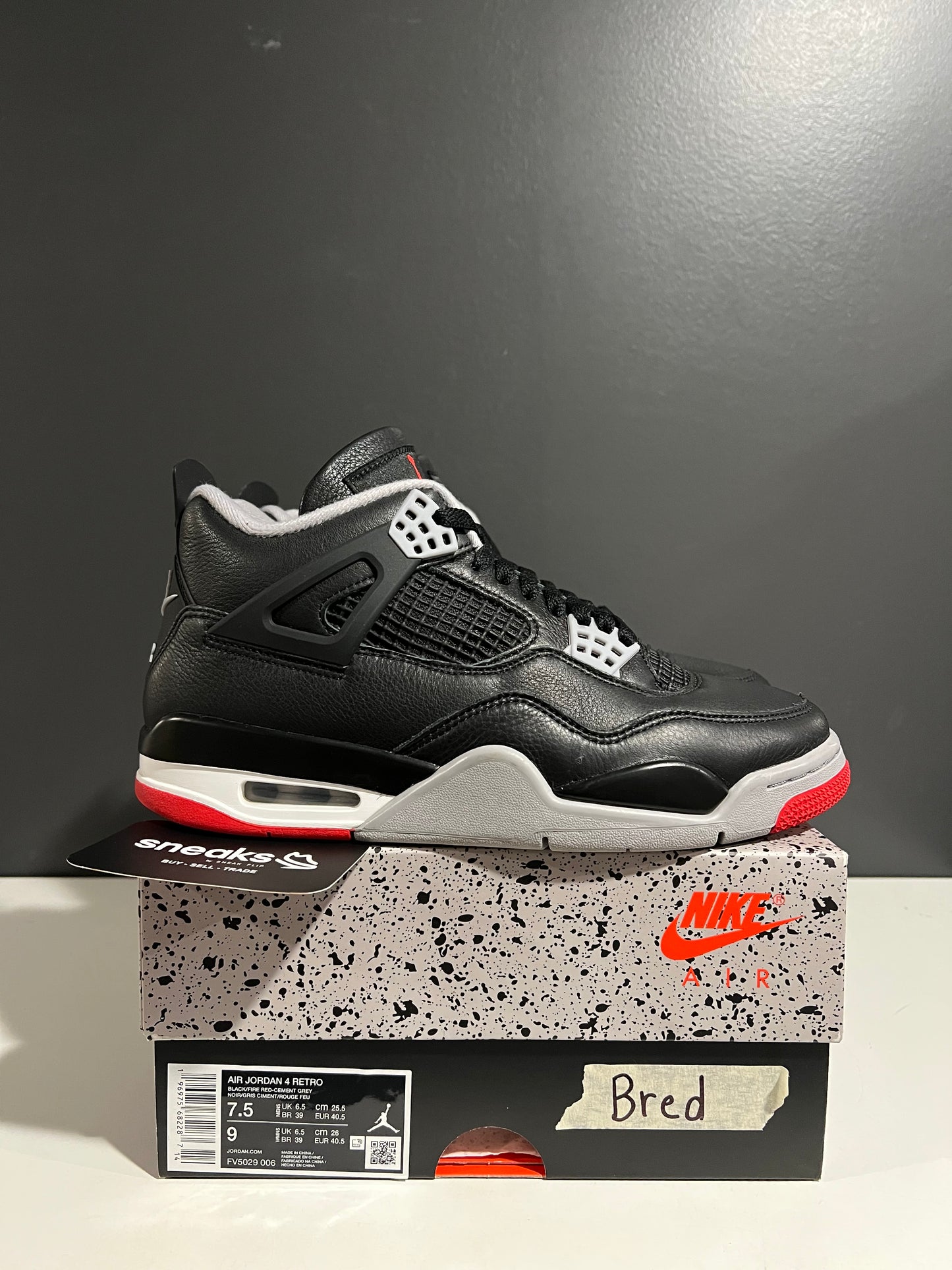 USED Air Jordan 4 Retro Bred Reimagined FV5029-006 SIZE 7.5M OG ALL AG25-380