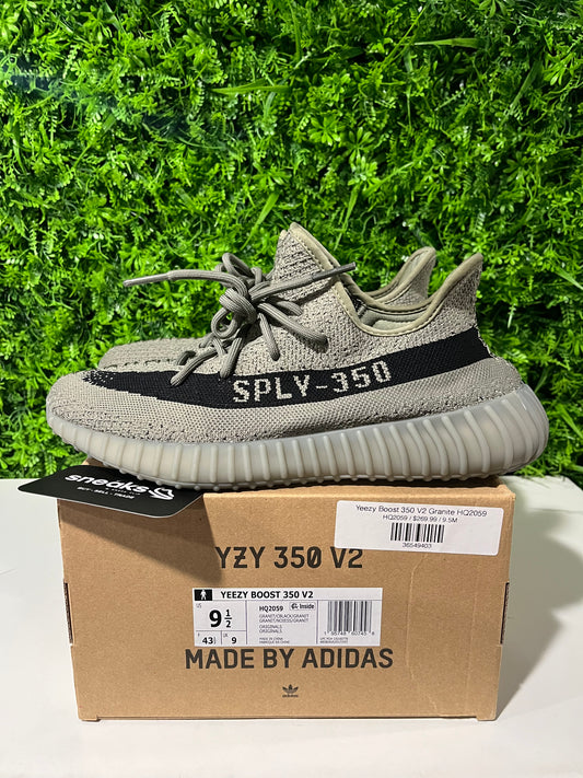 USED Yeezy Boost 350 V2 Granite HQ2059 SIZE 9.5M OG ALL