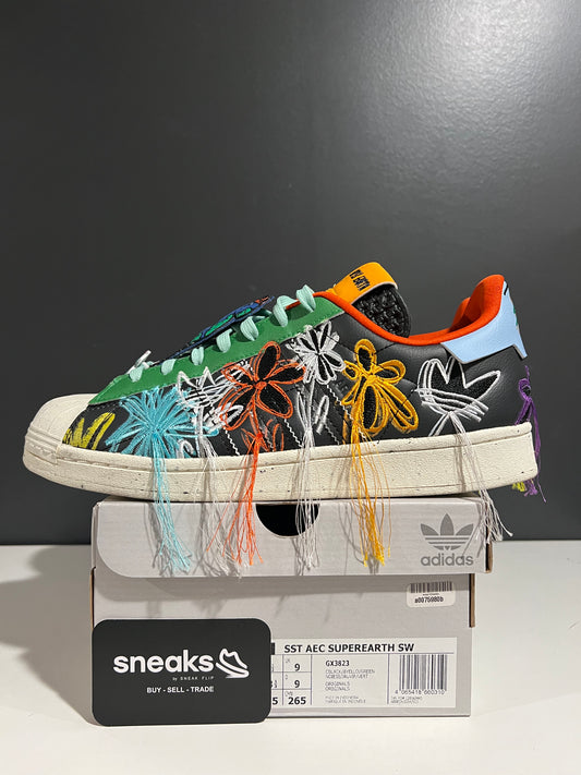 USED Sean Wotherspoon x Superstar Super Earth Black GX3823 SIZE 9.5M OG ALL AG25-349