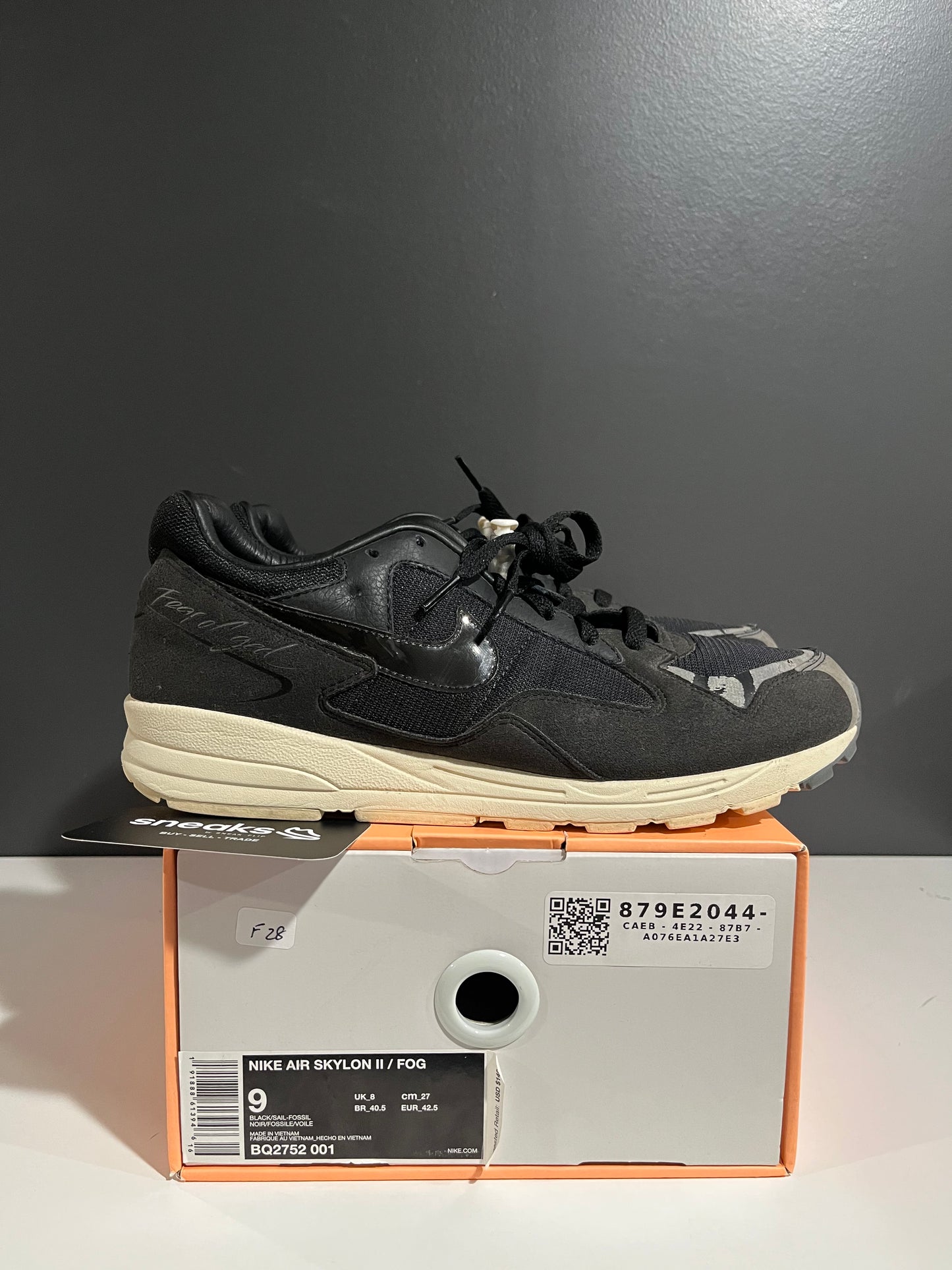 USED Fear Of God x Air Skylon 2 Black BQ2752-001 SIZE 9M OG ALL JN25-114