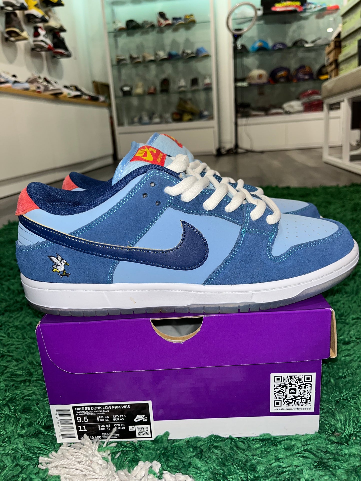 Why So Sad? x Dunk Low SB The Predatory Bird DX5549-400 USED SIZE 9.5M