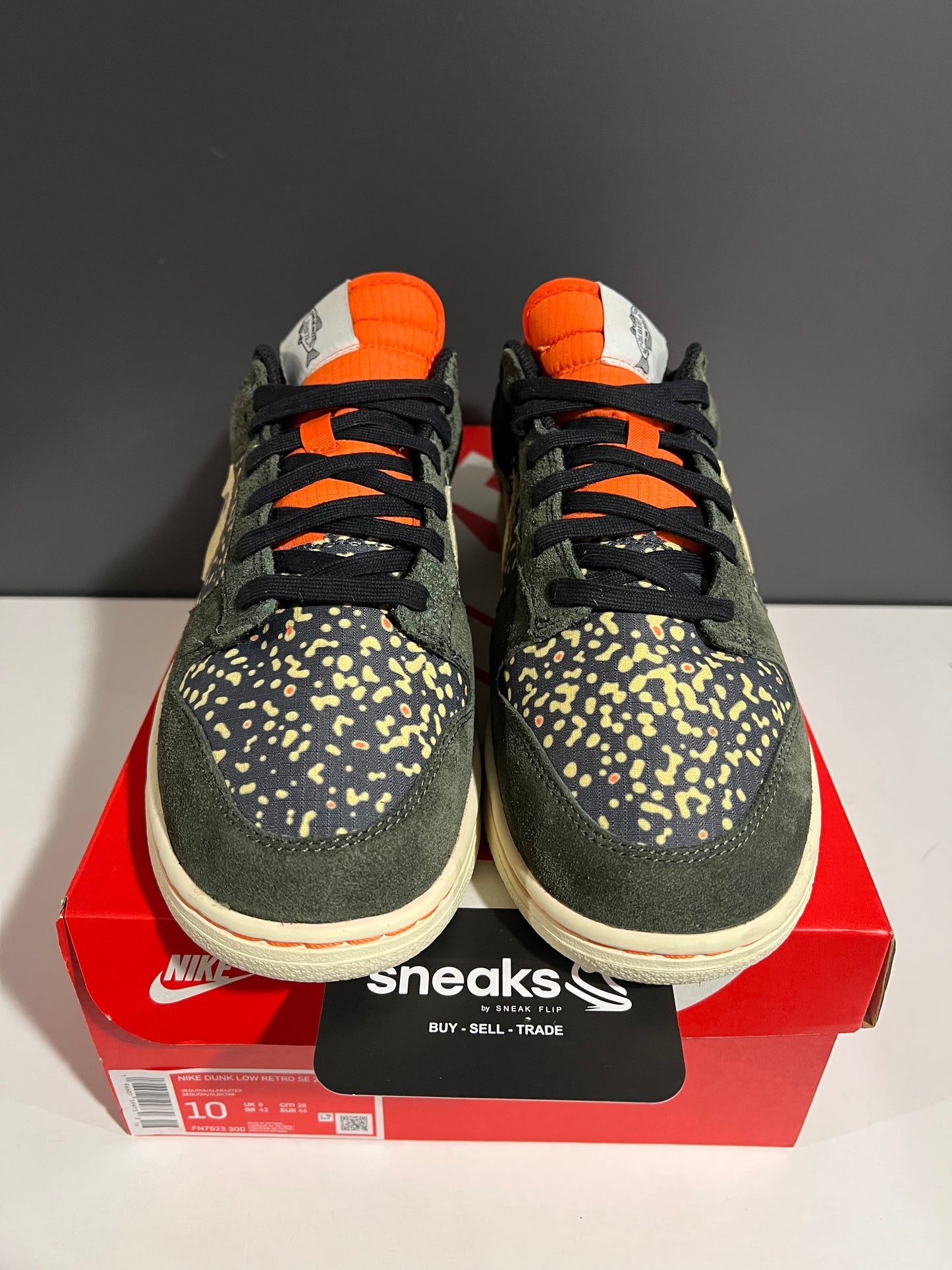 USED Dunk Low SE Gone Fishing Rainbow Trout FN7523-300 SIZE 10M OG ALL AG25-47