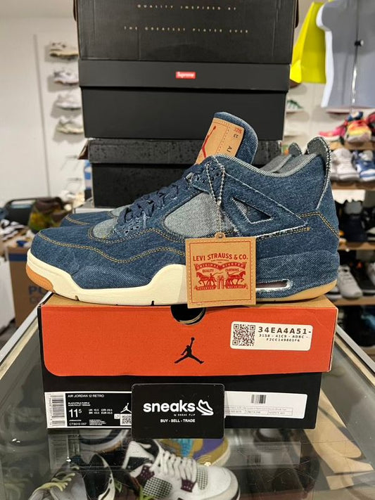 WORN ONCE SIZE 13M Jordan 4 Retro Levi's Denim (Blank Tag) - USED NO BOX