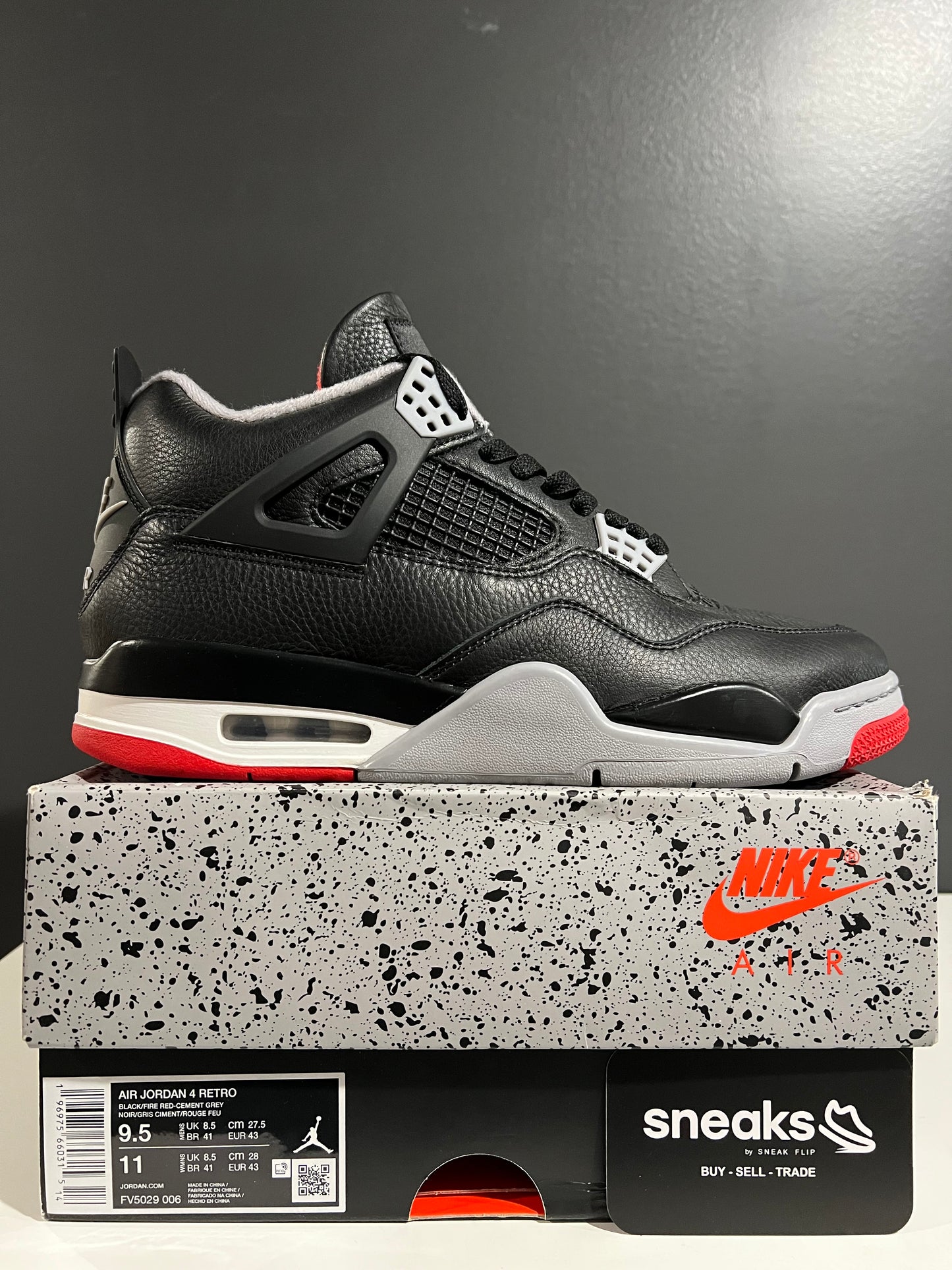 USED Air Jordan 4 Retro Bred Reimagined FV5029-006 SIZE 9.5M OG ALL JN25-80