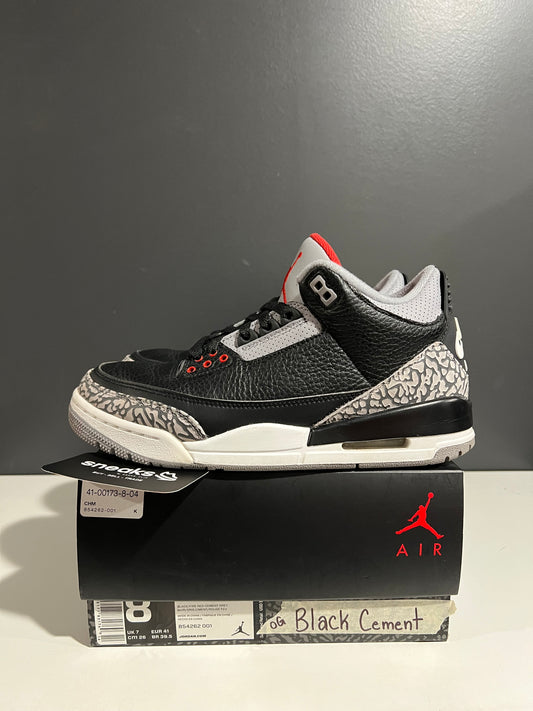 USED Air Jordan 3 Retro OG Black Cement 2018 854262-001 SIZE 8M OG ALL AG25-381