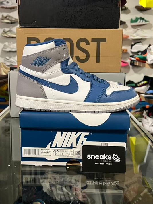 USED SIZE 8M Jordan 1 Retro High OG True Blue - Used Damaged Box