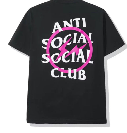 Anti Social Social Club x Fragment Pink Bolt Tee (FW19) Black