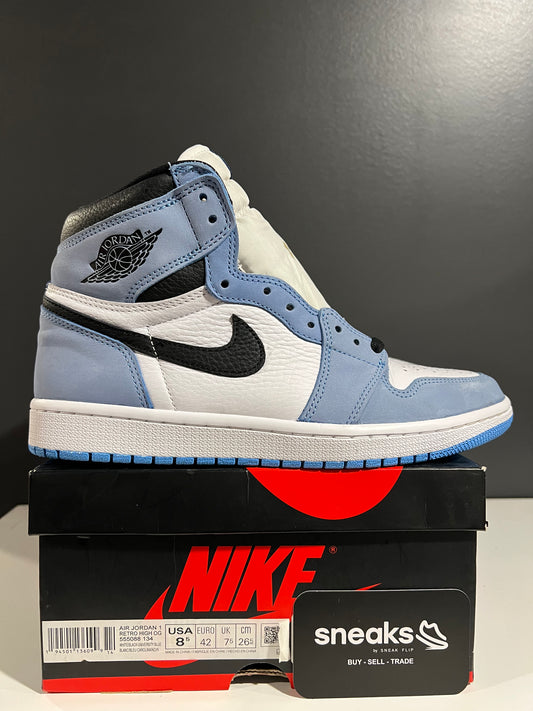 USED Air Jordan 1 Retro High OG University Blue 555088-134 SIZE 8.5M OG ALL