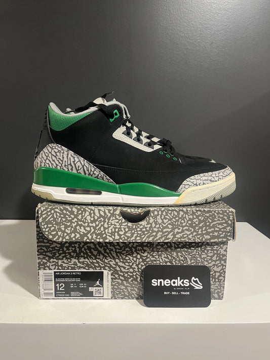 USED SIZE 12M Jordan 3 Retro Pine Green - Used