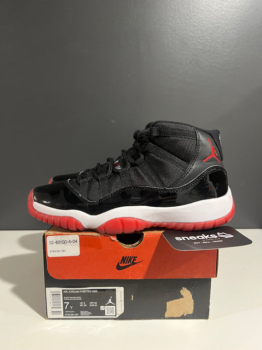 USED Air Jordan 11 Retro GS Bred 2019 378038-061 SIZE 7Y OG ALL AG25-195