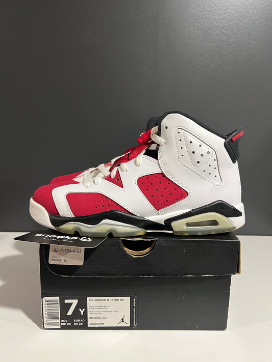USED Air Jordan 6 Retro BG Carmine 384665-160 SIZE 7Y OG ALL AG25-73