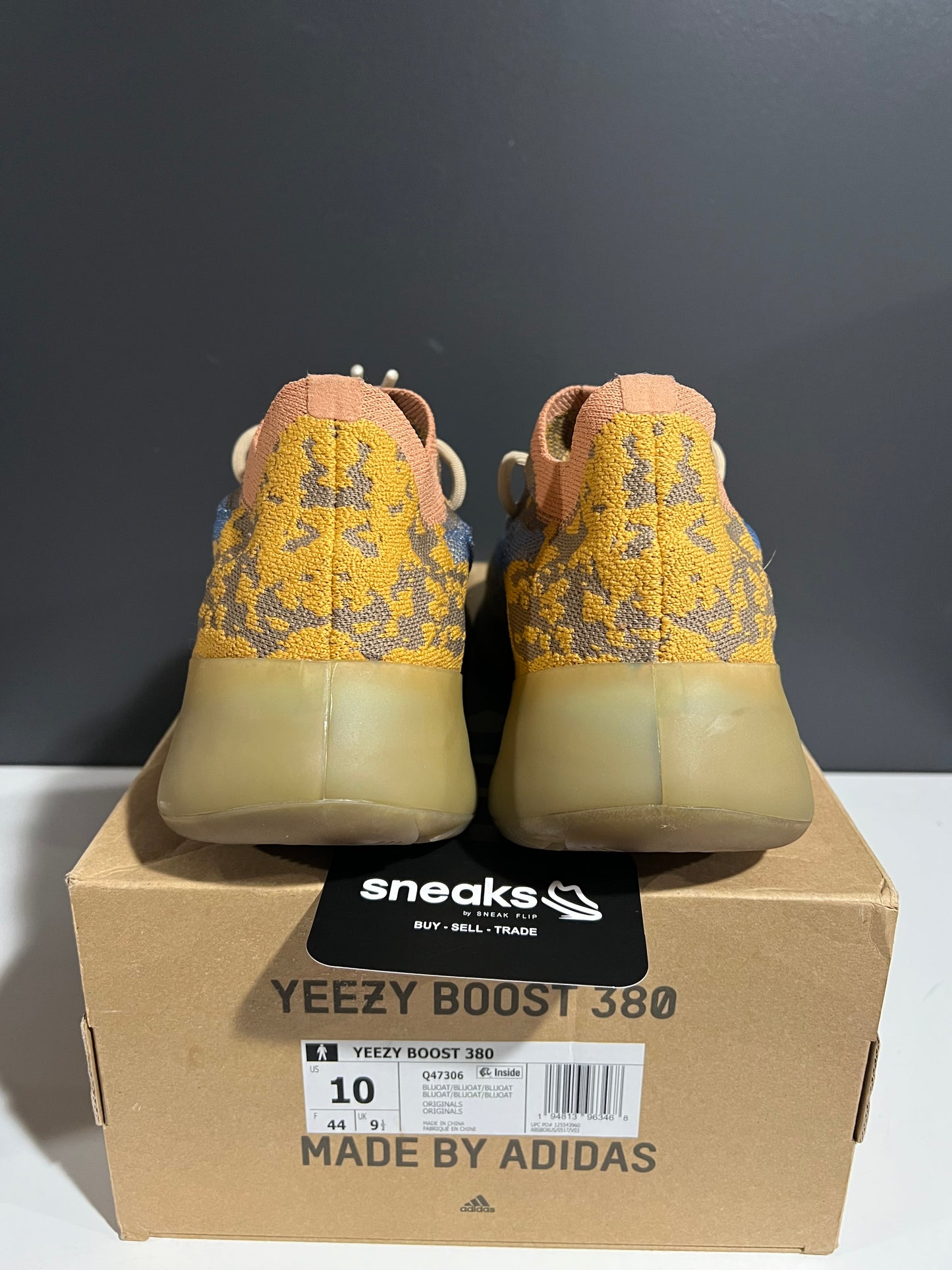 USED Yeezy Boost 380 Blue Oat Non-Reflective Q47306 SIZE 10M OG ALL AG25-272