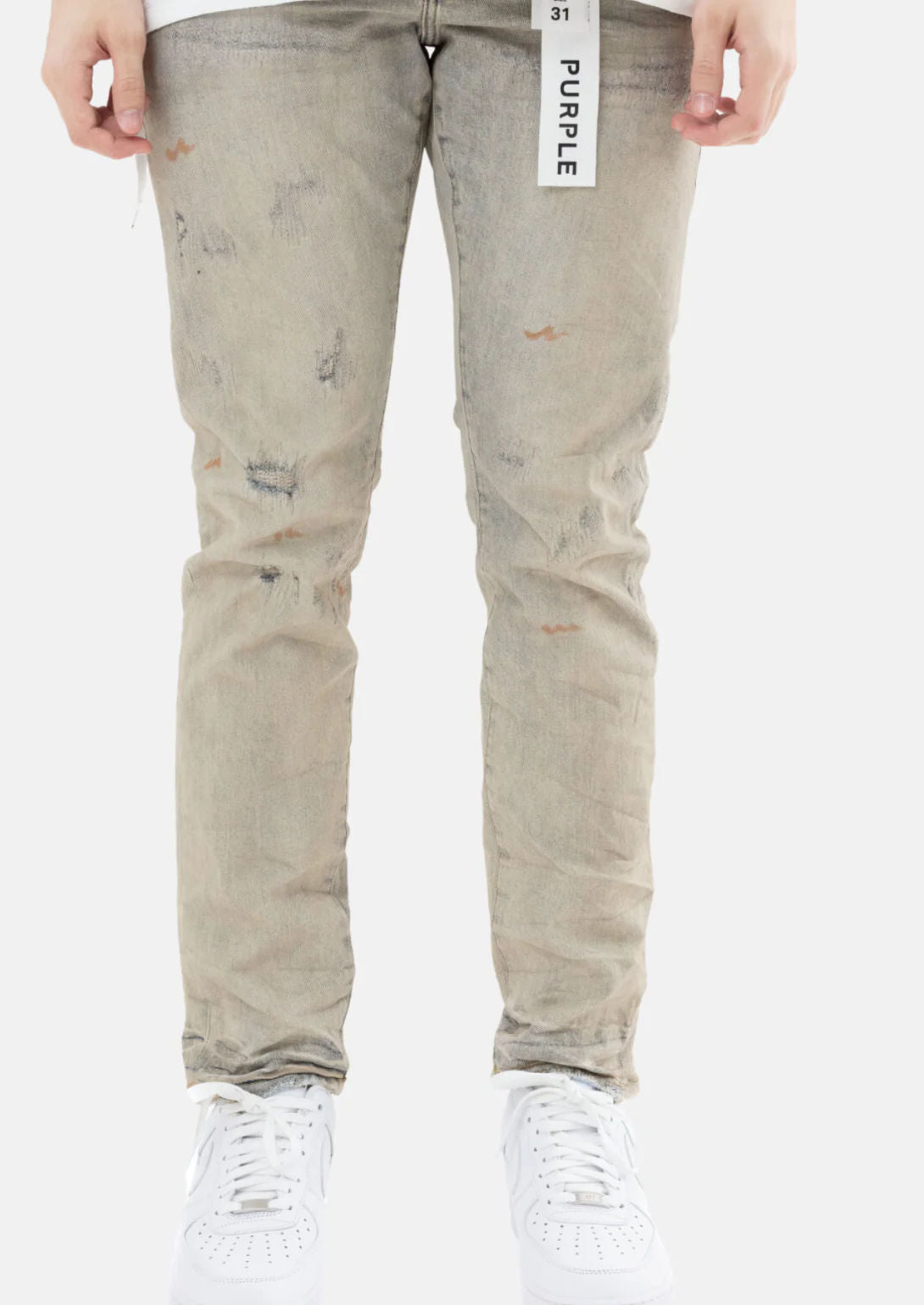 PURPLE BRAND SUPER LIGHT INDIGO OIL REPAIR SLIM STRAIGHT JEANS