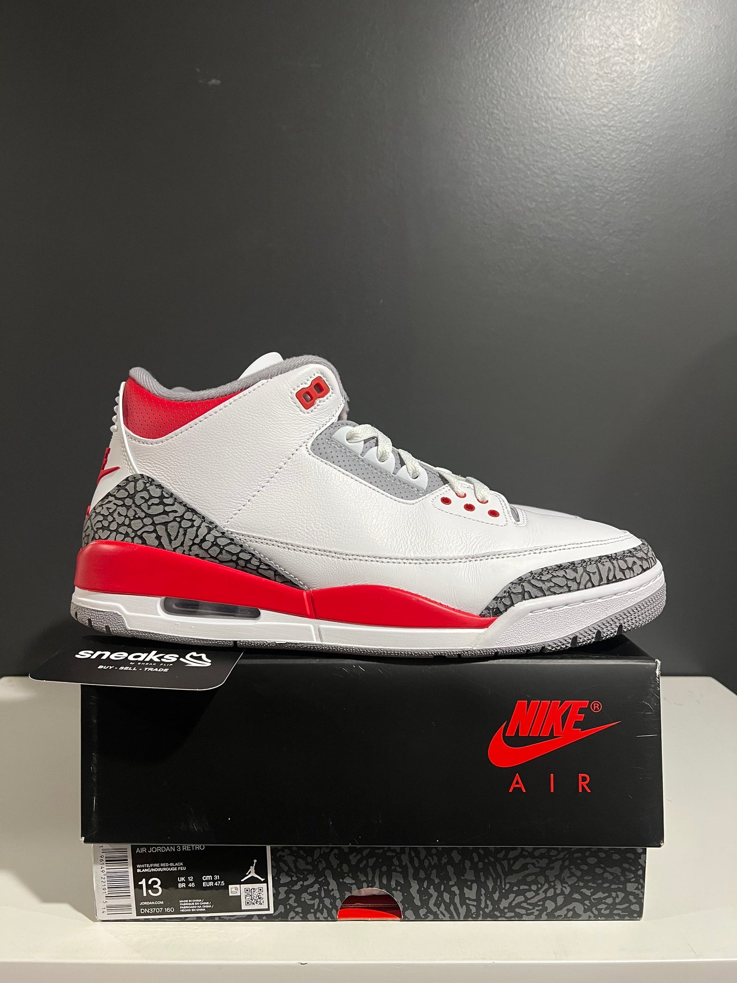 USED Air Jordan 3 Retro Fire Red 2022 DN3707-160 SIZE 13M OG ALL AG25-13