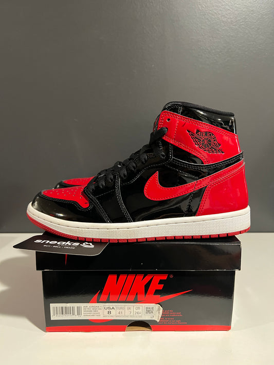 USED Air Jordan 1 Retro High OG Patent Bred 555088-063 SIZE 8M OG ALL AG25-82