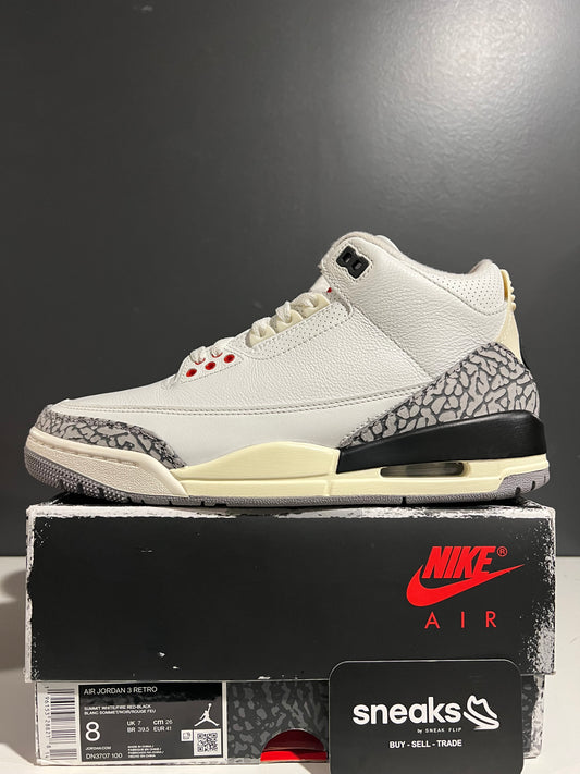 USED Air Jordan 3 Retro White Cement Reimagined DN3707-100 SIZE 8M OG ALL AG25-114