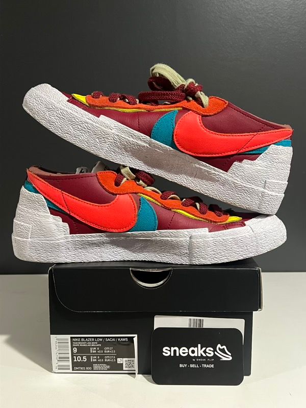USED SIZE 9M Nike Blazer Low sacai KAWS Red - Used