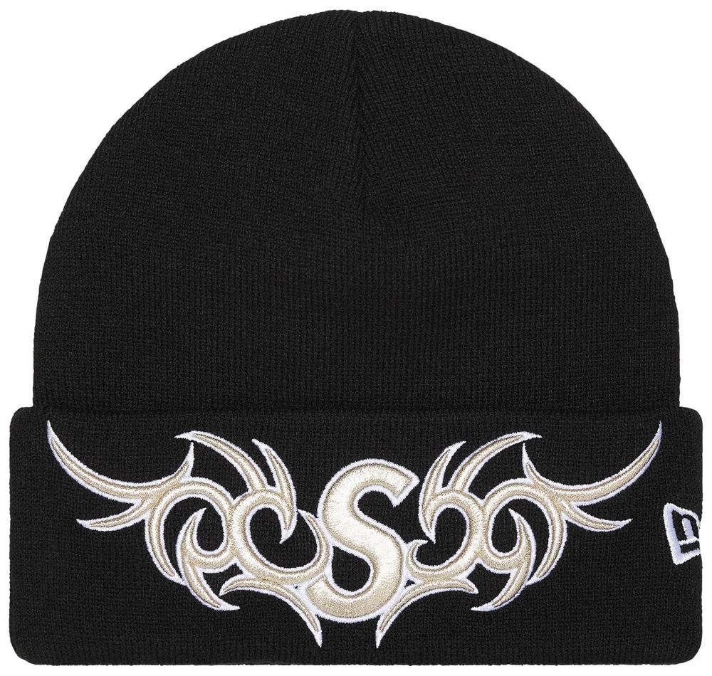 Supreme New Era Tribal S Logo Beanie Black